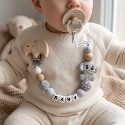Lovely Elephant Baby Dummy Clip