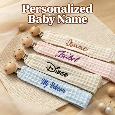 Soft Waffle Baby Dummy Clip