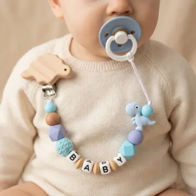 Colorful Dinosaur Baby Dummy Clip